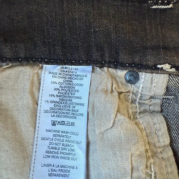 True Religion Jessie Super Baggy Wide Leg Jeans Flap SZ 29 Dark Wash Brown FLAW - Picture 7 of 12